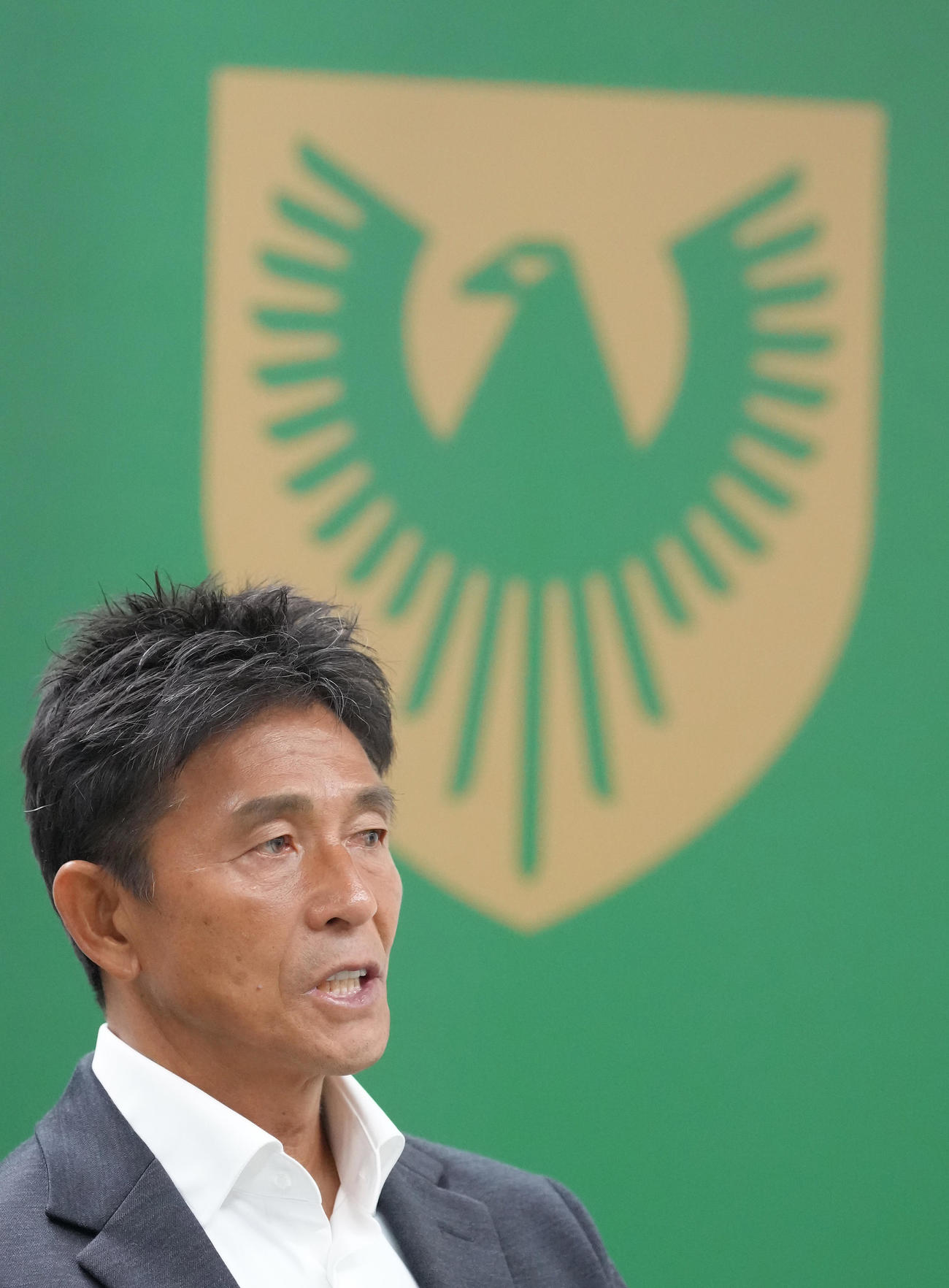 東京V対鹿島　試合後の会見に臨む東京V城福監督（撮影・足立雅史）