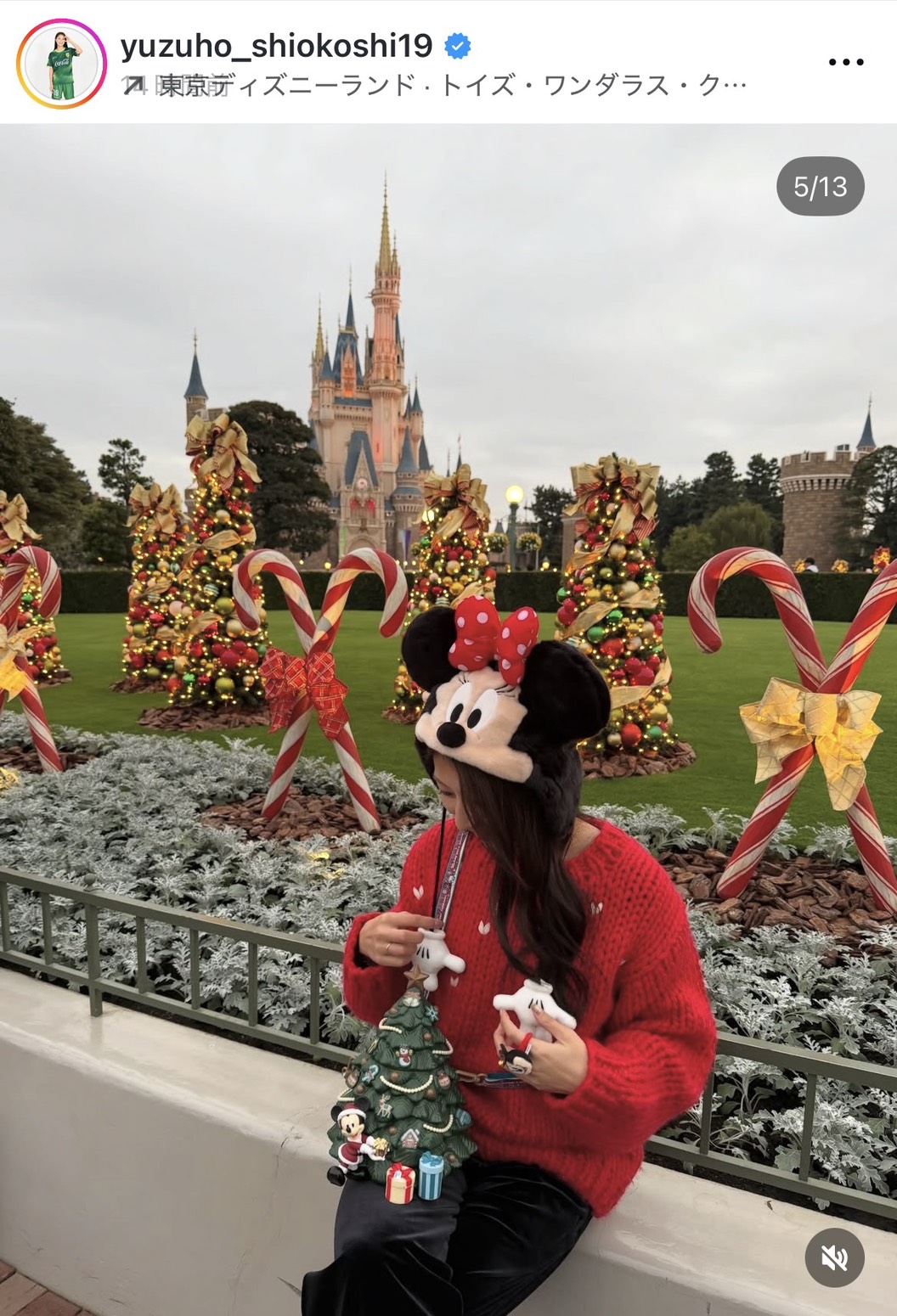 インスタグラムでディズニーに訪れたことを報告した塩越（2025年7月撮影）