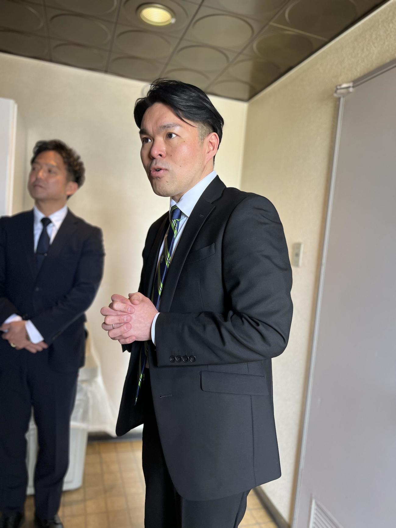 湘南ベルマーレの新会長に就任した塩田徹会長（撮影・佐藤成）