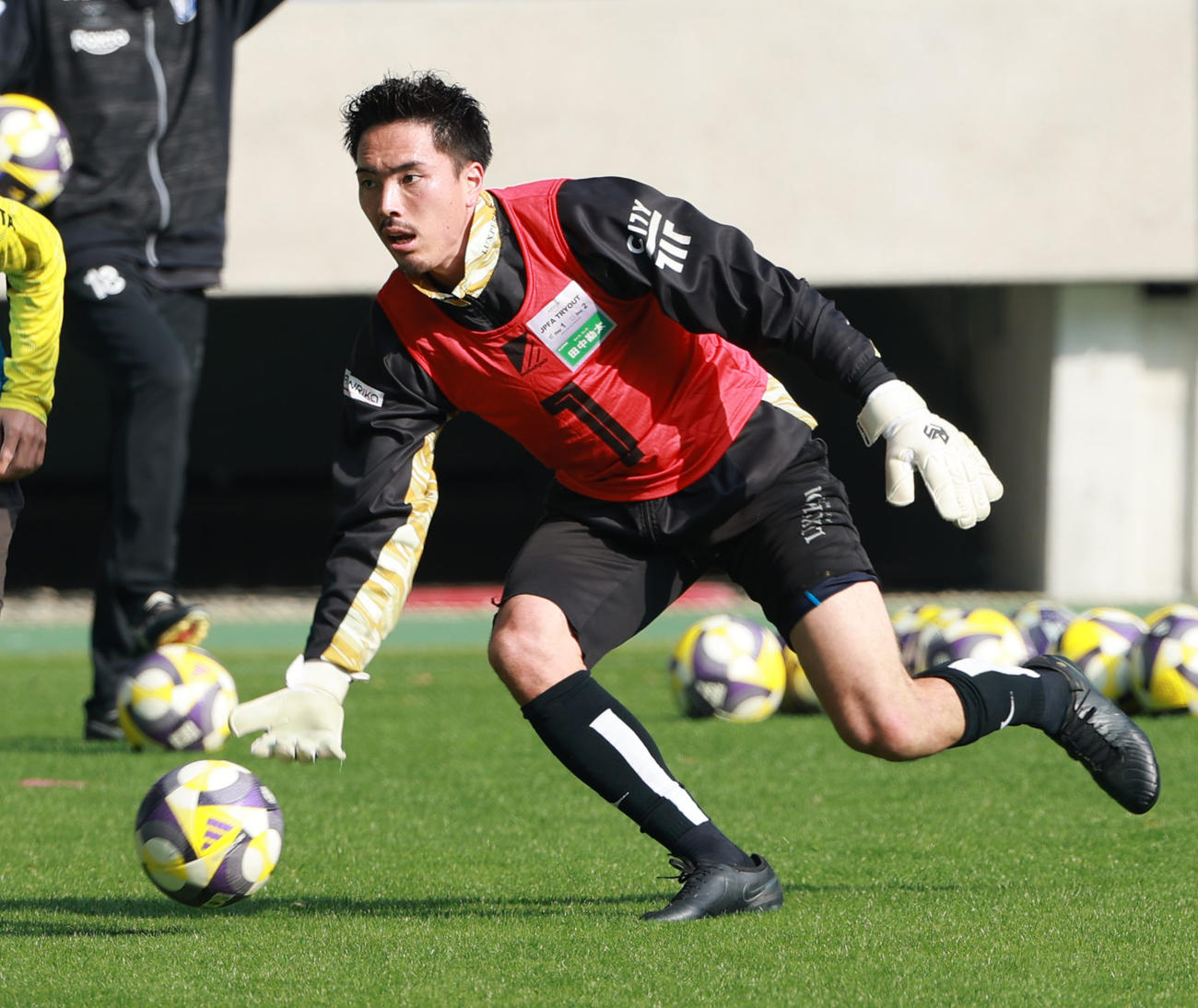 JPFAトライアウトに参加する元栃木シティのGK田中（撮影・上田博志）