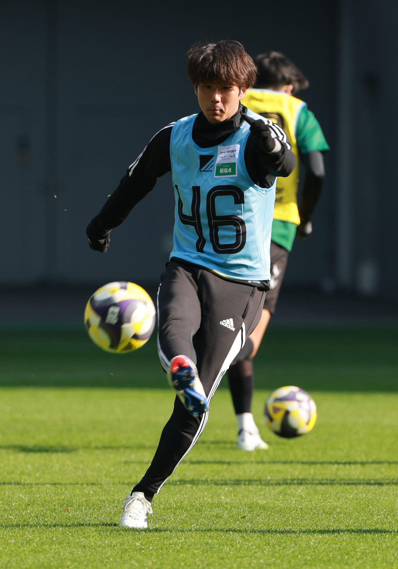 JPFAトライアウトに参加する元松本山雅FCの稲福（撮影・上田博志）