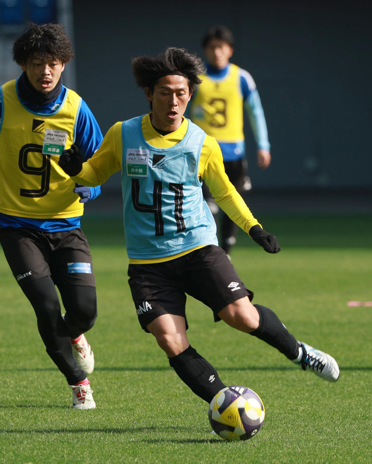 JPFAトライアウトに参加する元SC相模原の田中（撮影・上田博志）