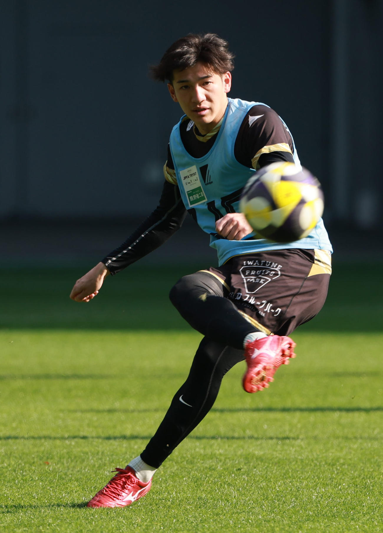 JPFAトライアウトに参加する元栃木シティの熊野（撮影・上田博志）