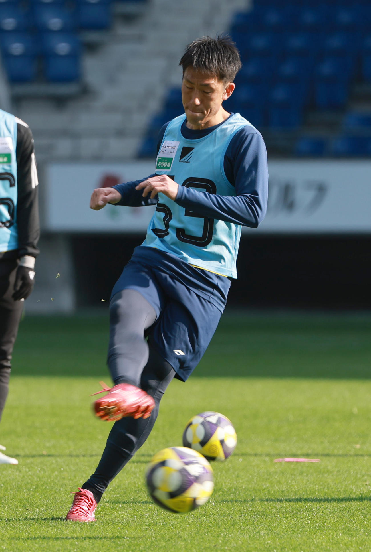 JPFAトライアウトに参加する元カマターレ讃岐の丹羽（撮影・上田博志）