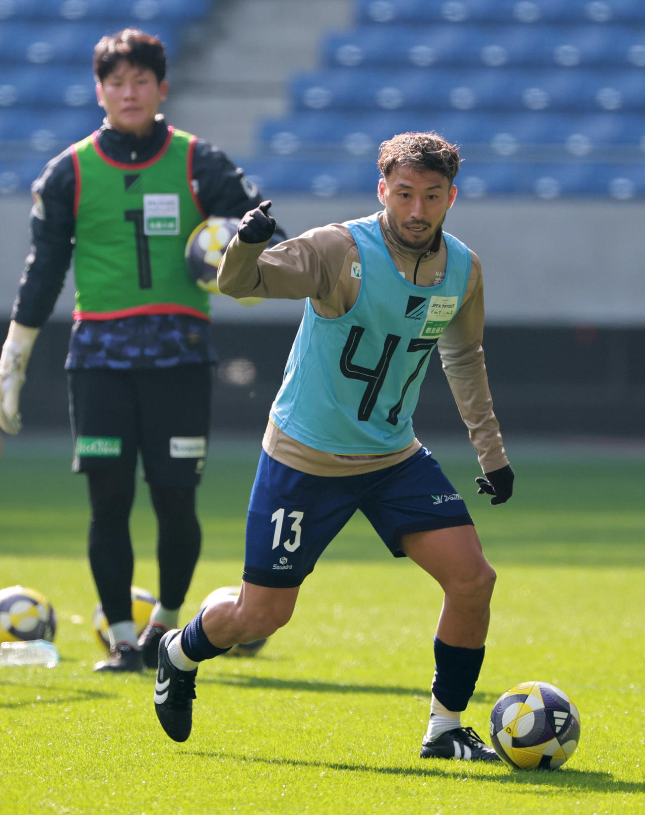 JPFAトライアウトに参加する元奈良クラブの都並（撮影・上田博志）