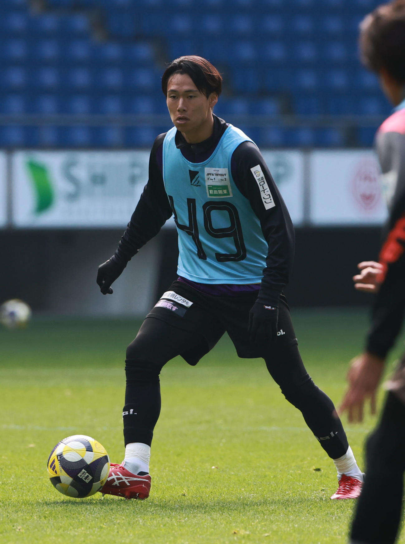 JPFAトライアウトに参加する元藤枝MYFCの前田（撮影・上田博志）