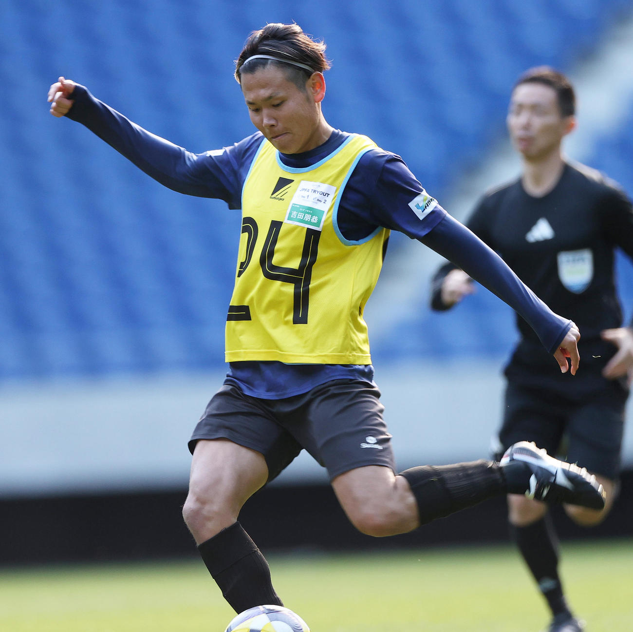 JPFAトライアウトに参加する元宮崎の吉田（撮影・上山淳一）