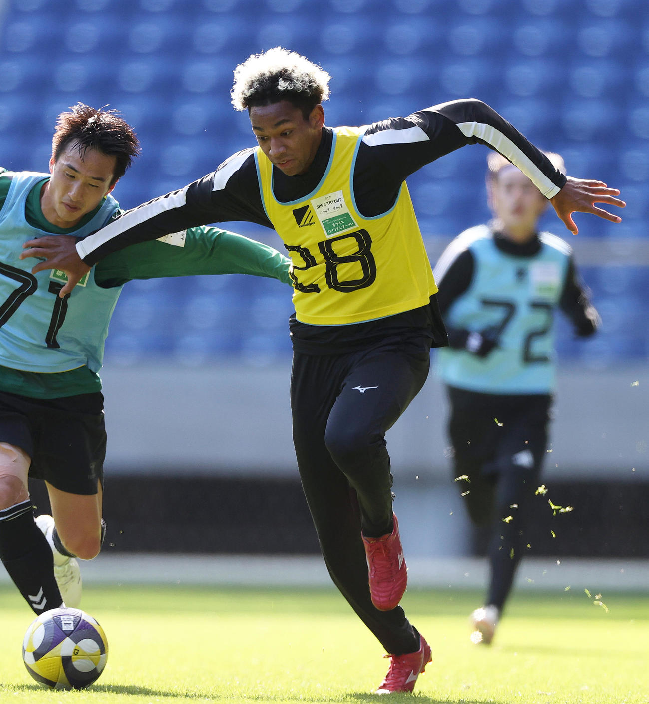 JPFAトライアウトに参加する元岐阜のオウイエ・ウイリアム（撮影・上山淳一）