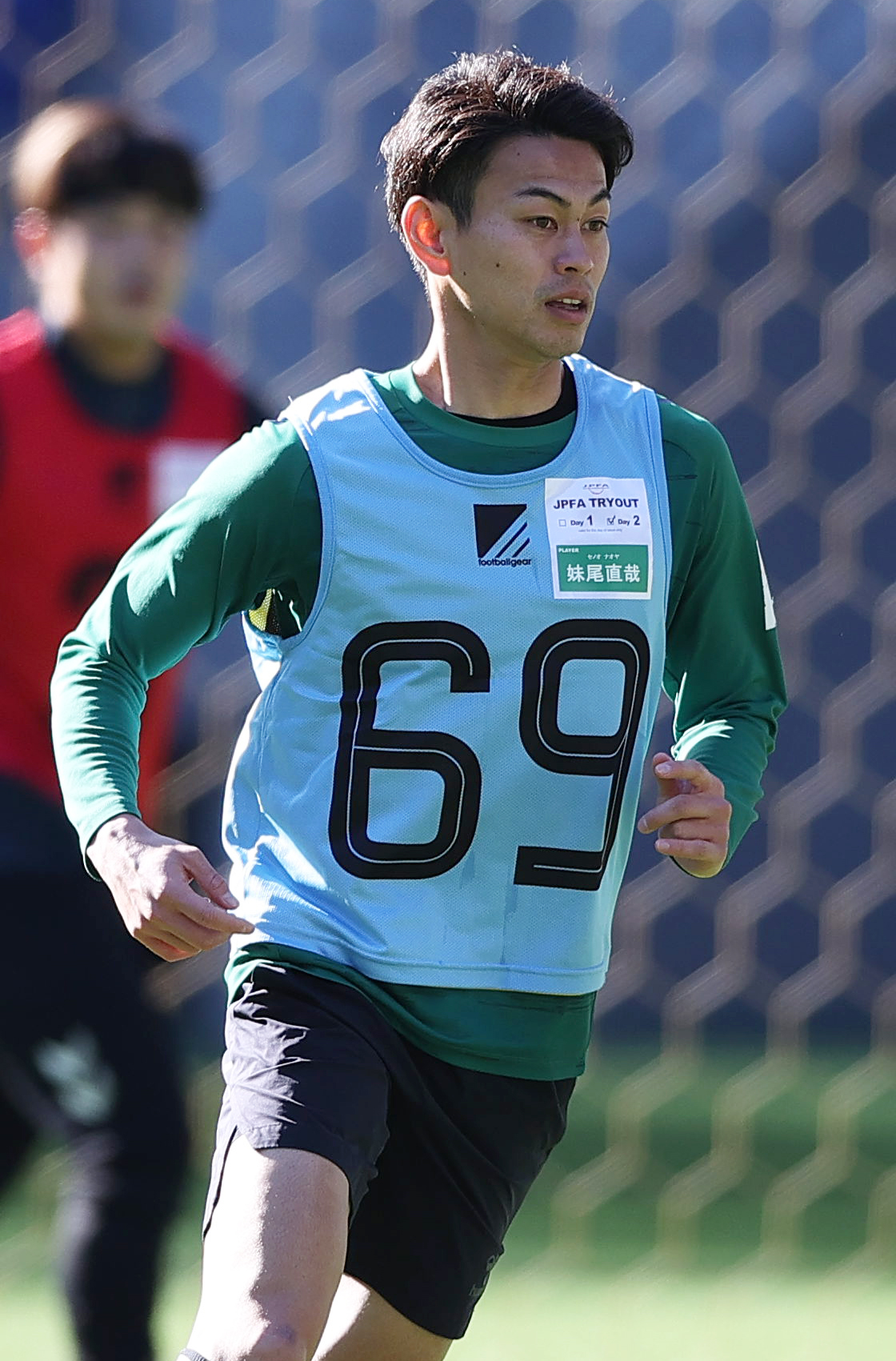 JPFAトライアウトに参加する元八戸の妹尾（撮影・上山淳一）