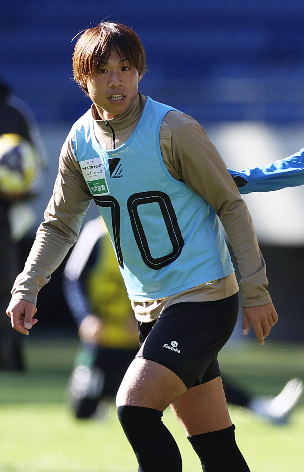 JPFAトライアウトに参加する元奈良の酒井（撮影・上山淳一）