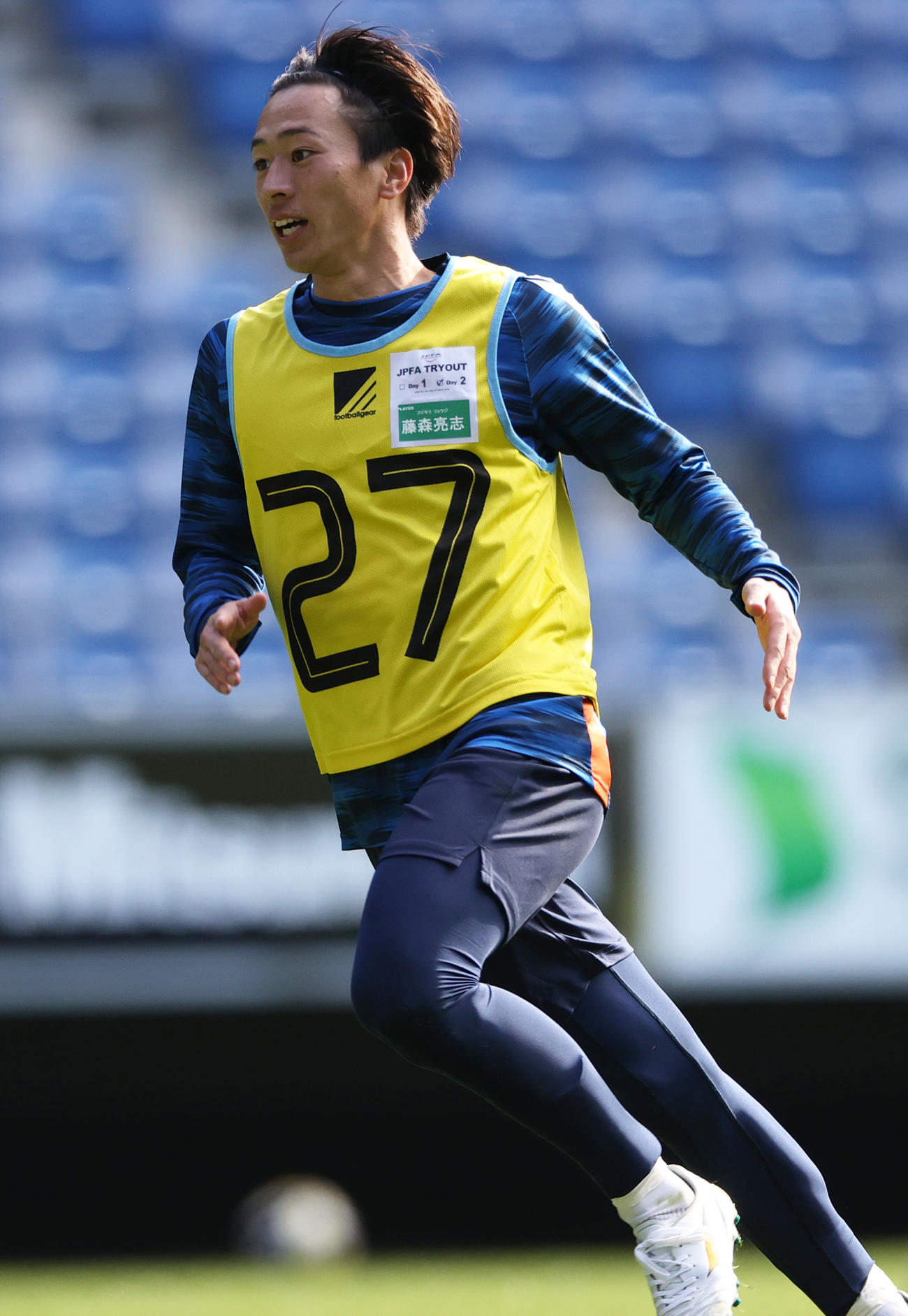 JPFAトライアウトに参加する元長野の藤森（撮影・上山淳一）