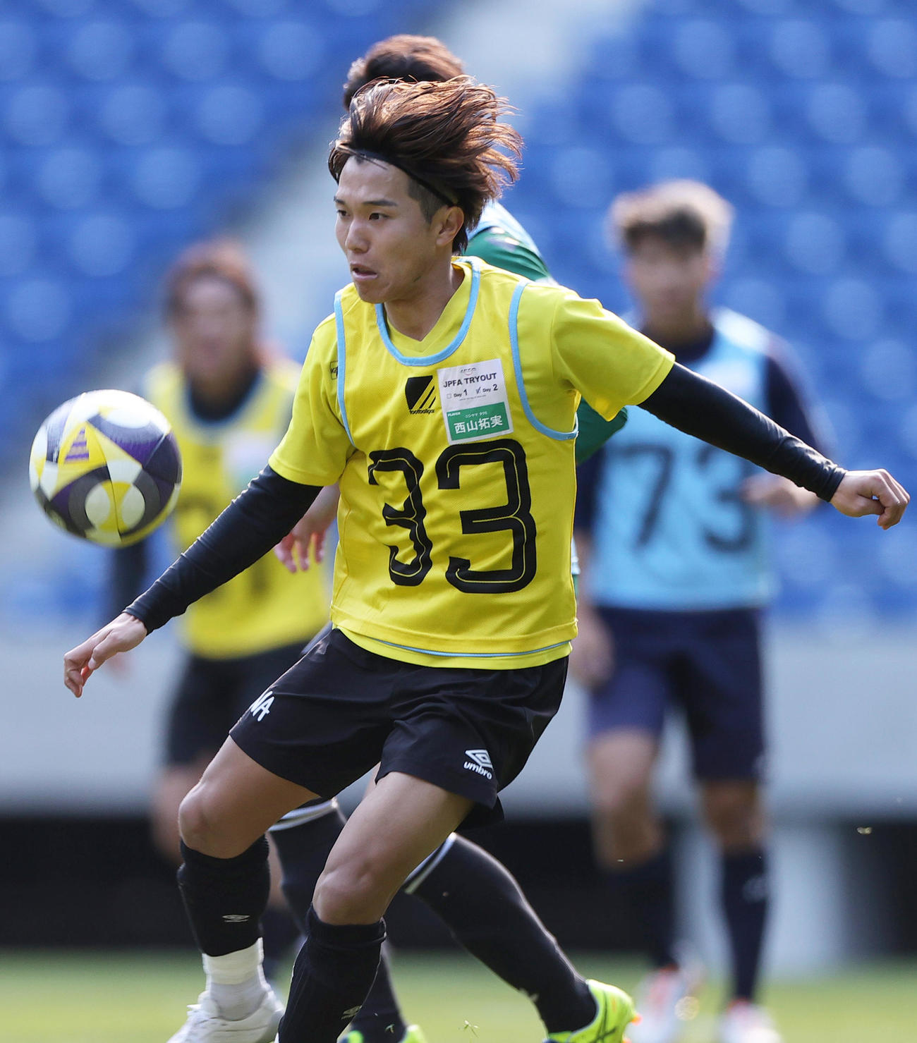 JPFAトライアウトに参加する元相模原の西山（撮影・上山淳一）