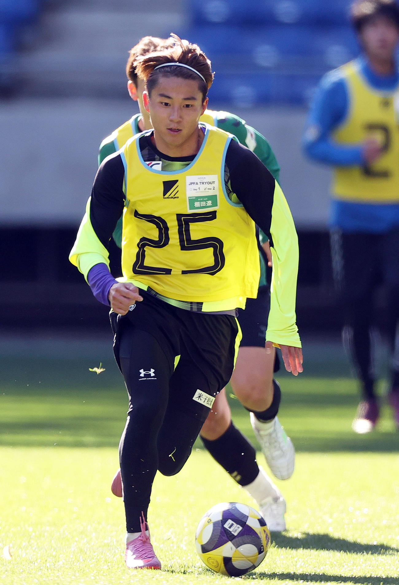 JPFAトライアウトに参加する元広島の棚田（撮影・上山淳一）
