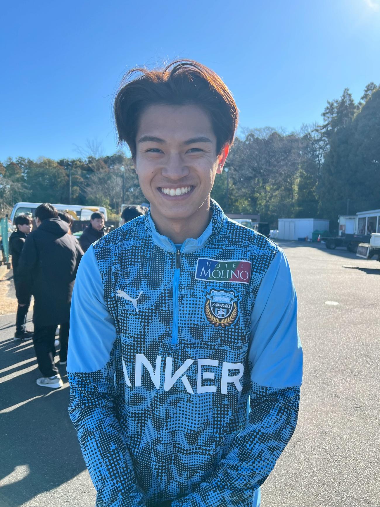 新シーズンに向けて始動した川崎フロンターレDF野田裕人（撮影・佐藤成）