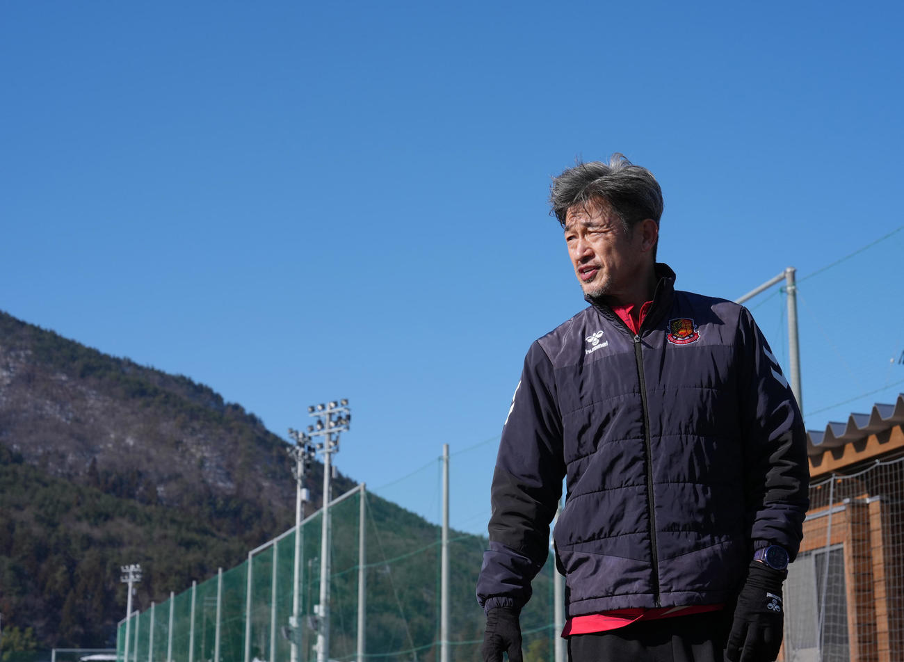 J3福島の練習に合流したカズ（撮影・足立雅史）