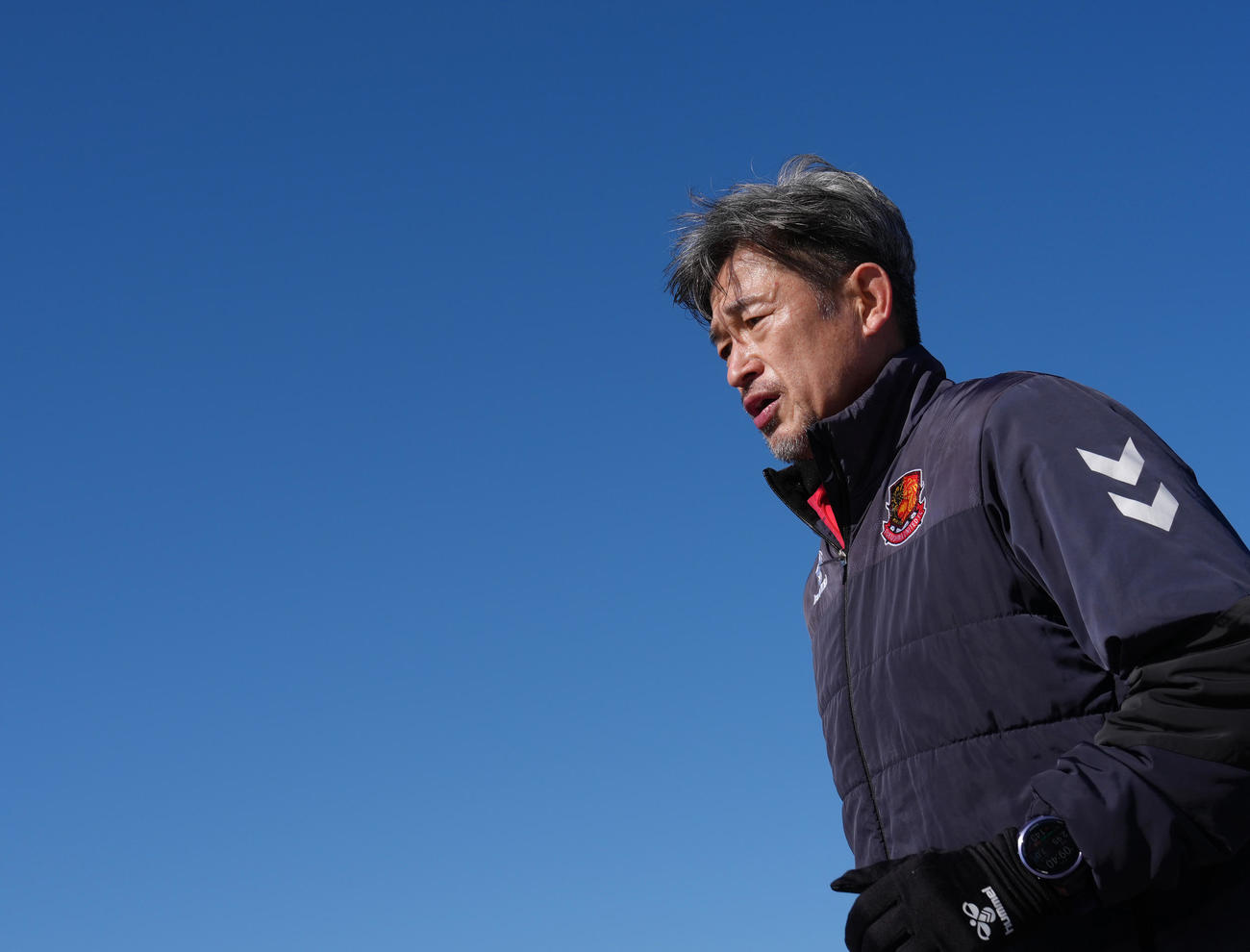 J3福島の練習に合流したカズ（撮影・足立雅史）