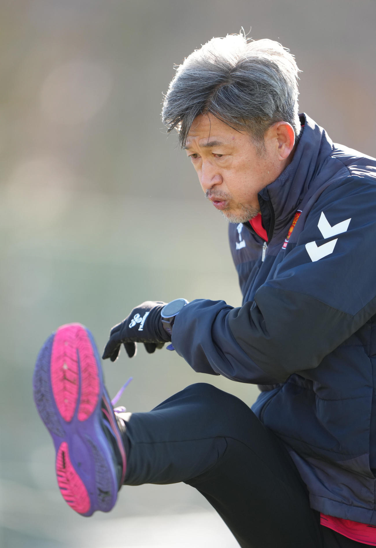 J3福島の練習に合流したカズ（撮影・足立雅史）