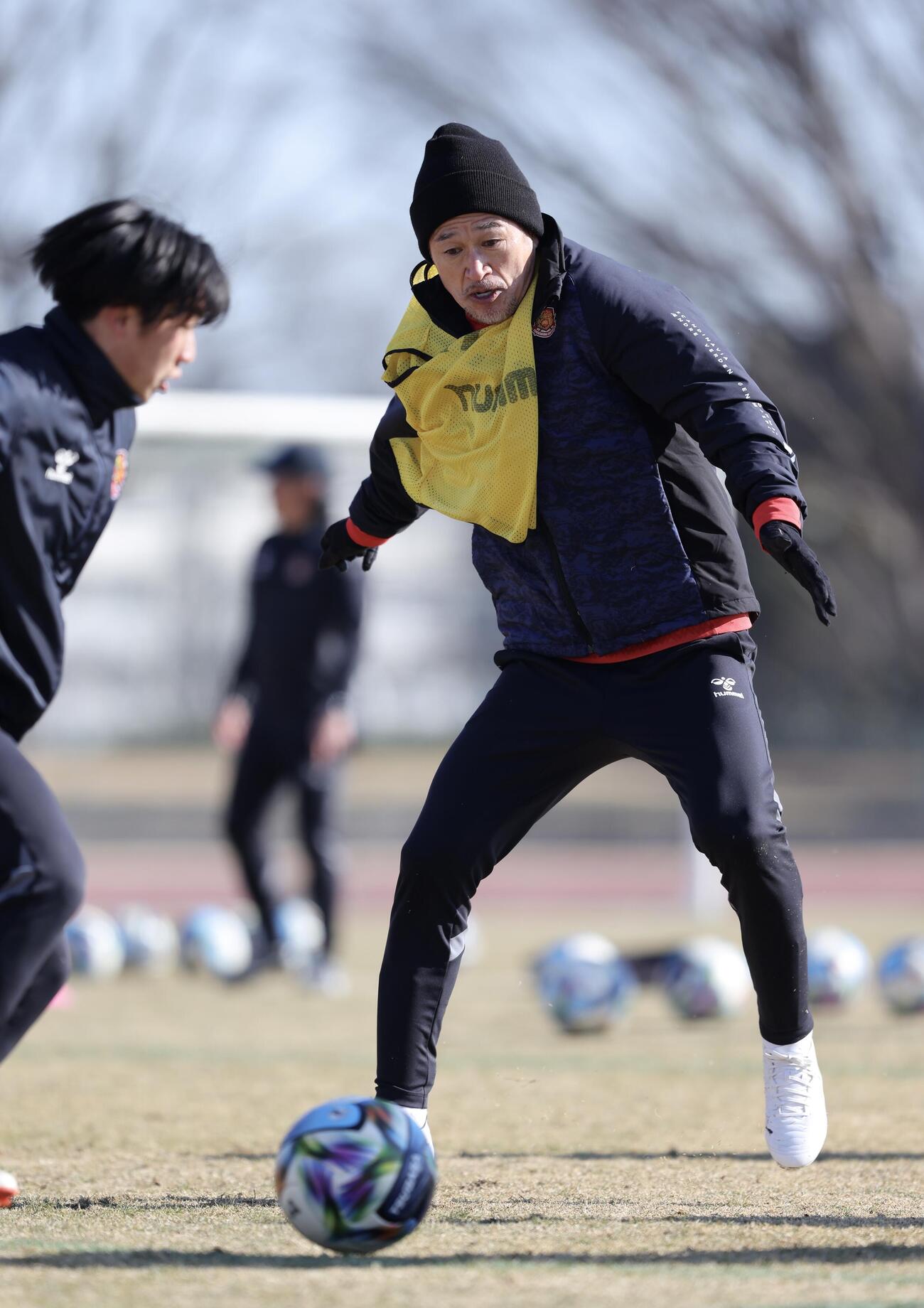 J3福島の成田キャンプで汗を流すカズ（撮影・河田真司）