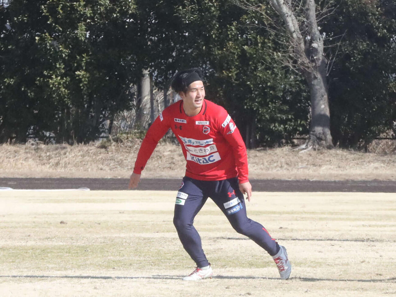 練習中のJ2いわきDF堂鼻（撮影・高橋香奈）