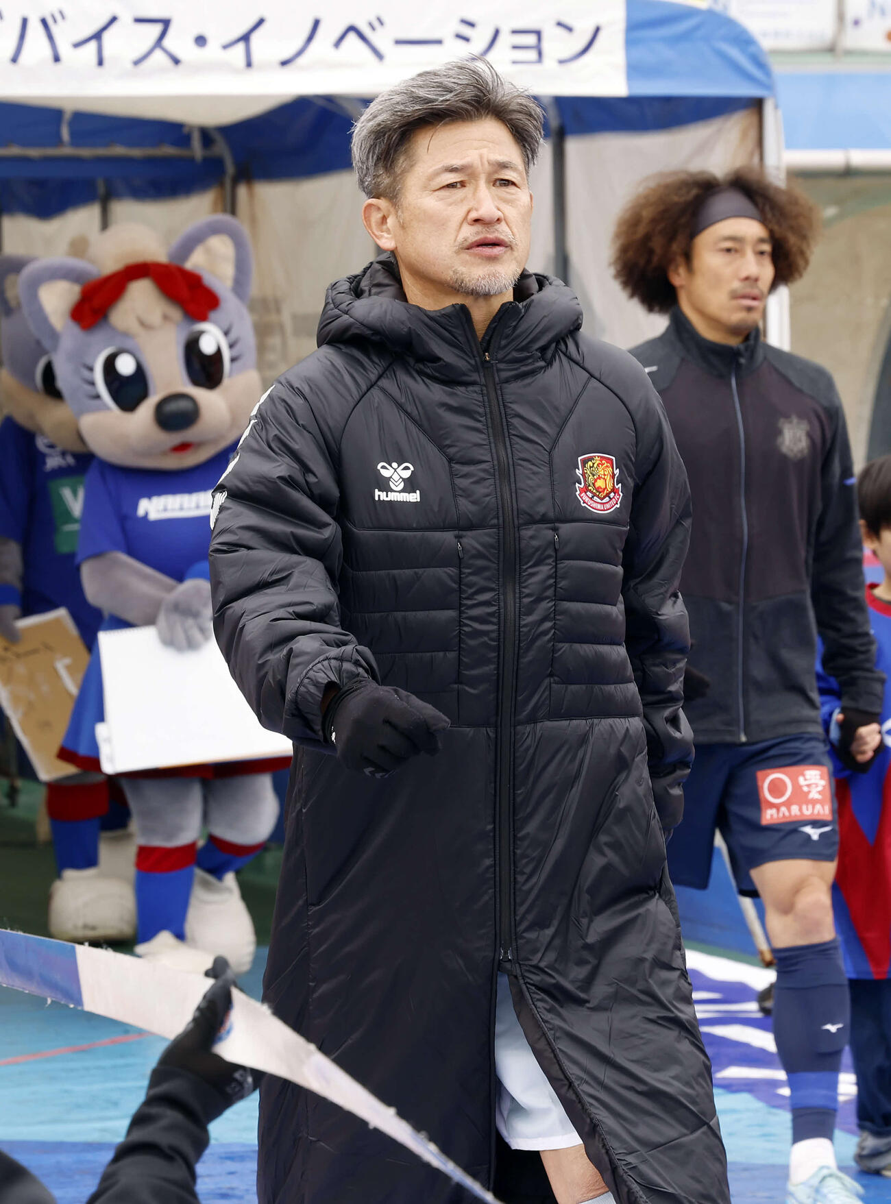 甲府対福島　入場するカズ（撮影・山本朝陽）