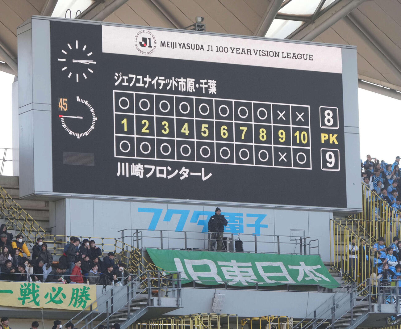 千葉対川崎F PK戦で勝利を収めた川崎F（撮影・小沢裕）