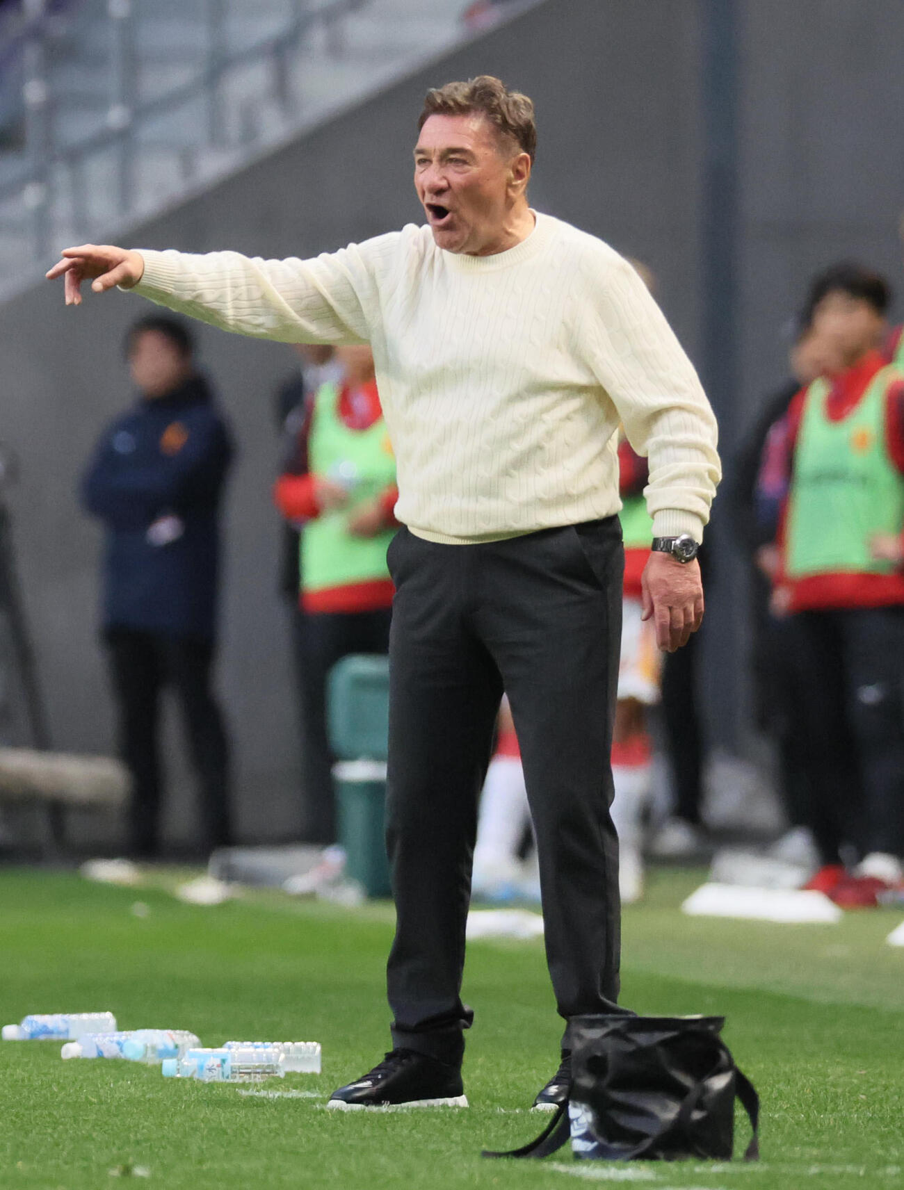 G大阪対名古屋　試合を見つめる名古屋ペトロヴィッチ監督（撮影・宮崎幸一）
