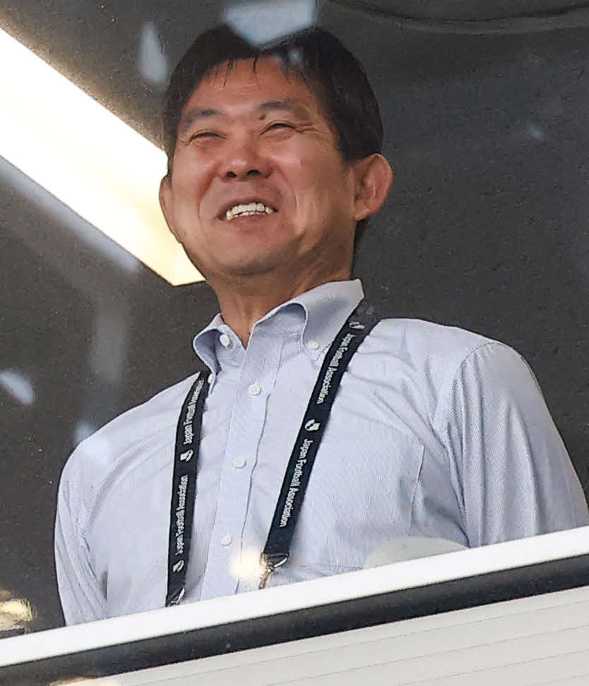 川崎対水戸　視察に訪れた日本代表森保監督（撮影・野上伸悟）