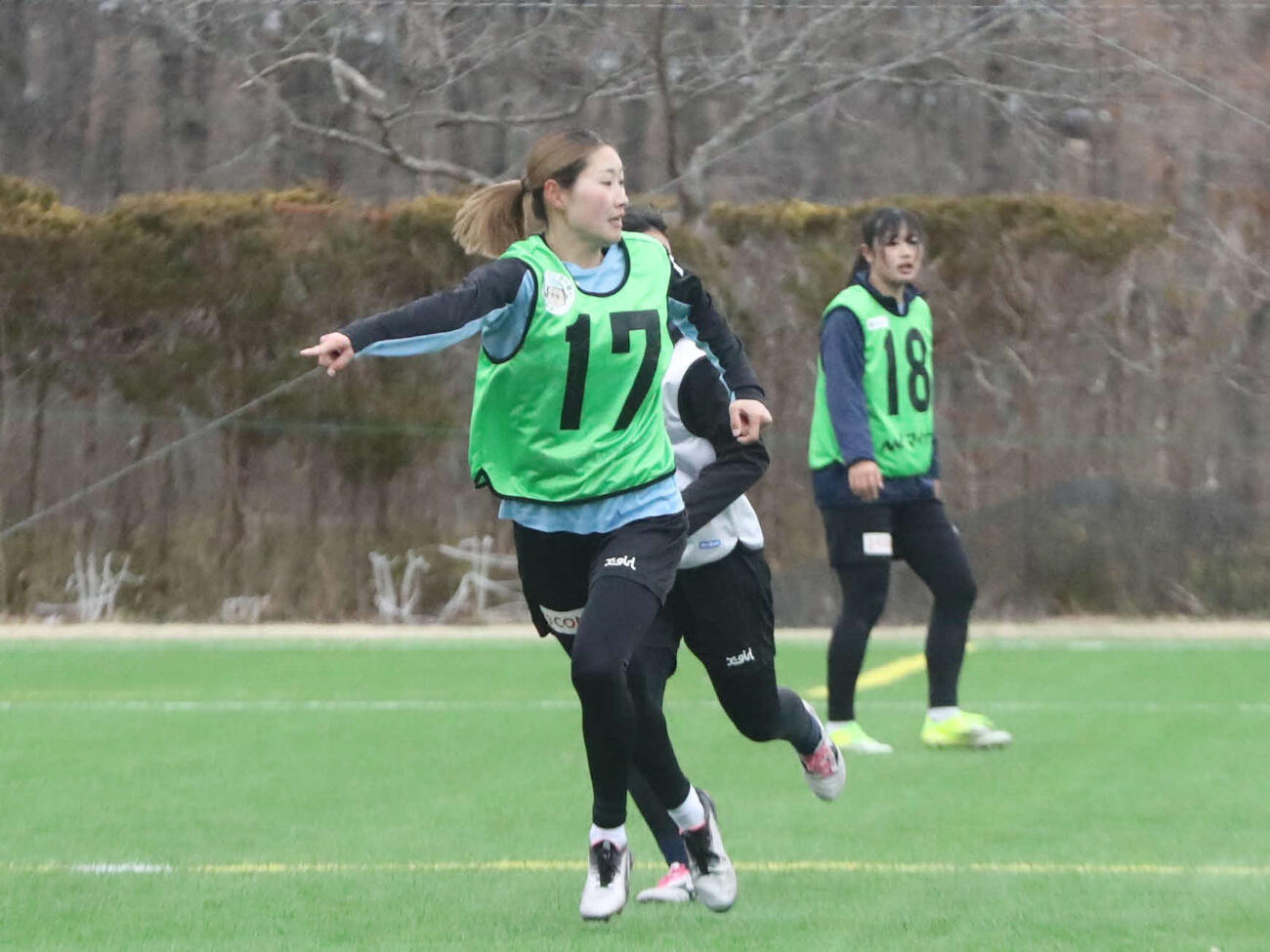 練習中のマイナビ仙台MF大西（撮影・高橋香奈）