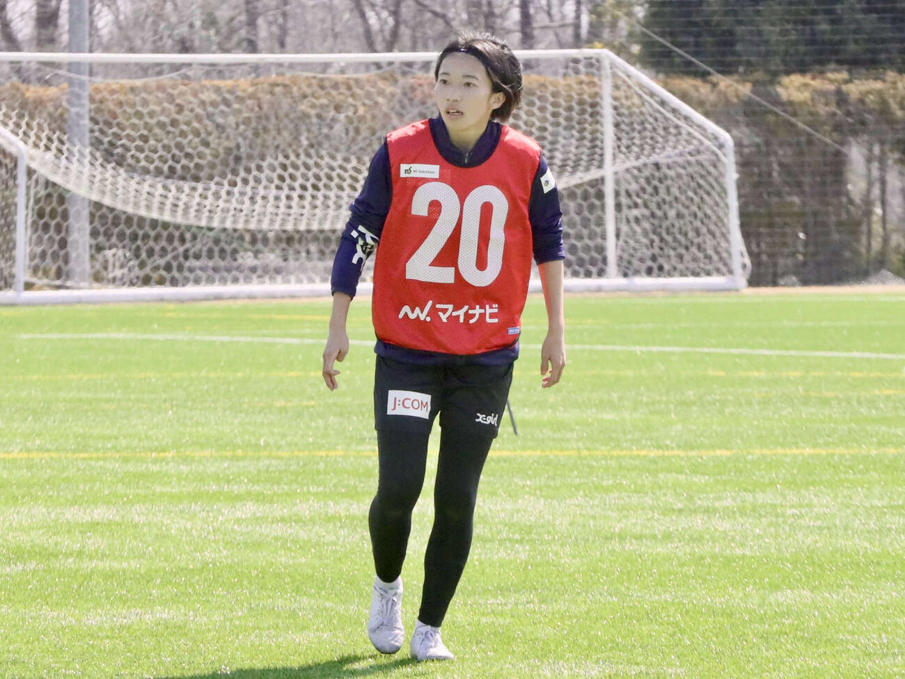 練習中の仙台MF篠田（撮影・高橋香奈）