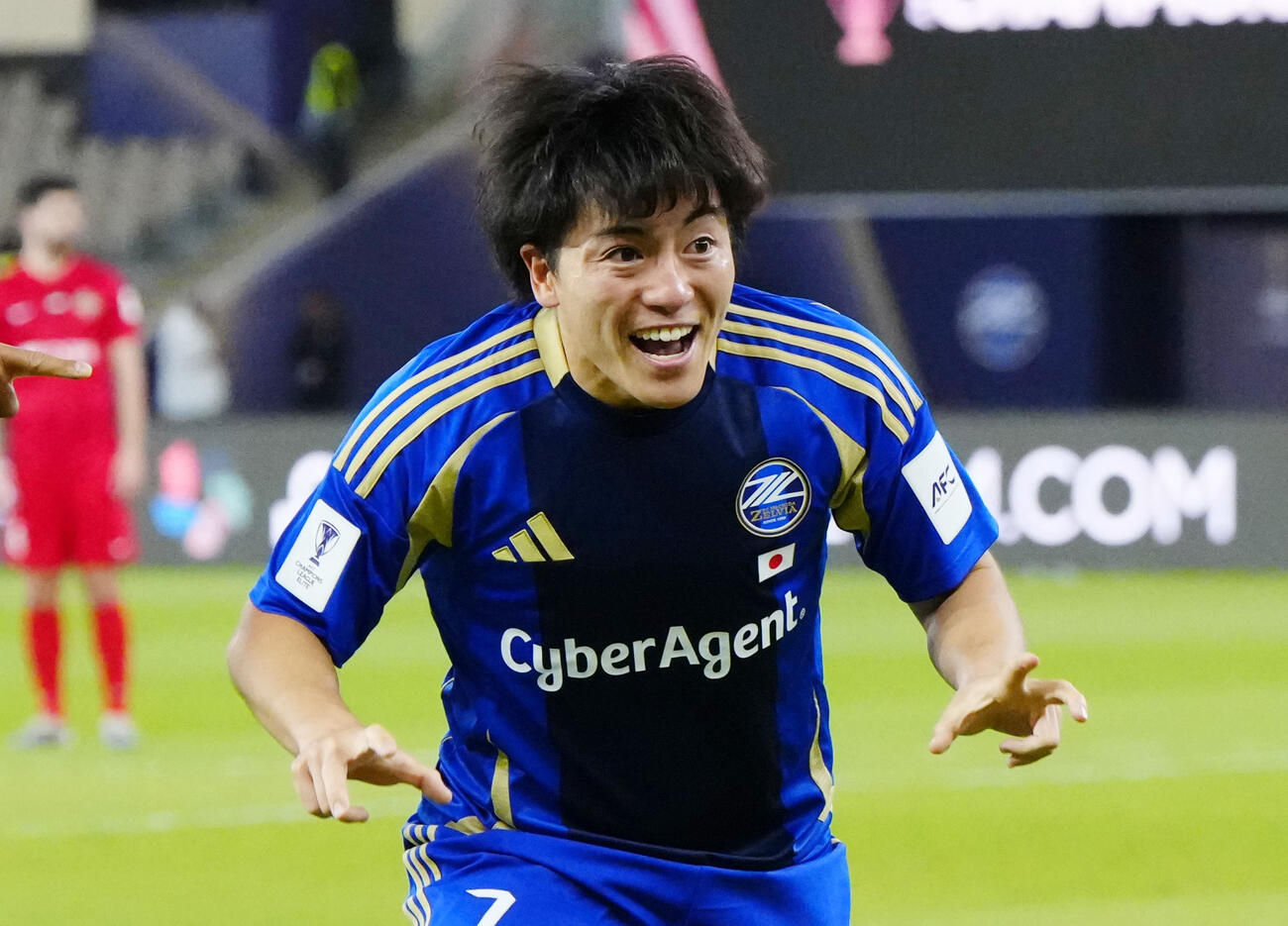 町田－アルアハリ　前半、先制ゴールを決め喜ぶ町田・相馬＝ジッダ（共同）
