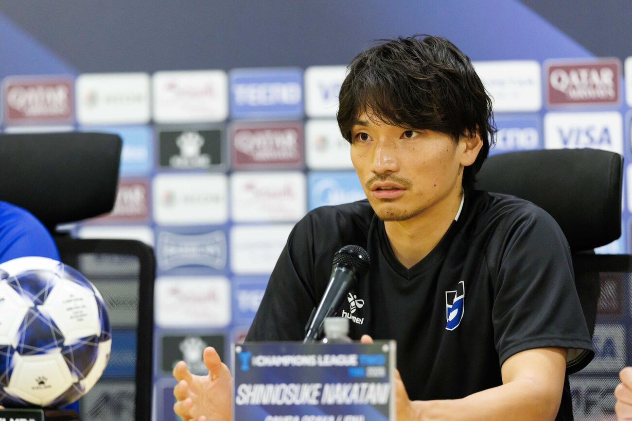 ACL2決勝の公式会見に出席したG大阪DF中谷進之介（C）GAMBAOSAKA