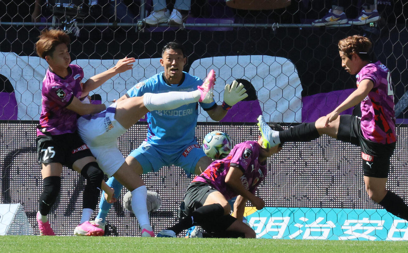 京都対広島　スタメン出場した京都GK太田岳志（撮影・宮崎幸一）