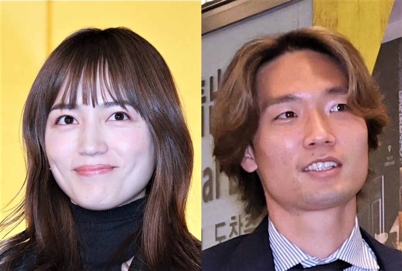 結婚と第1子妊娠を発表した川口春奈（左）と板倉滉