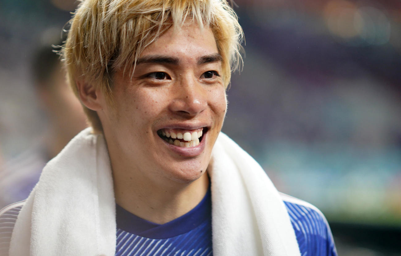 日本対ドイツ　ドイツに勝利し笑顔を見せる伊東（撮影・横山健太）