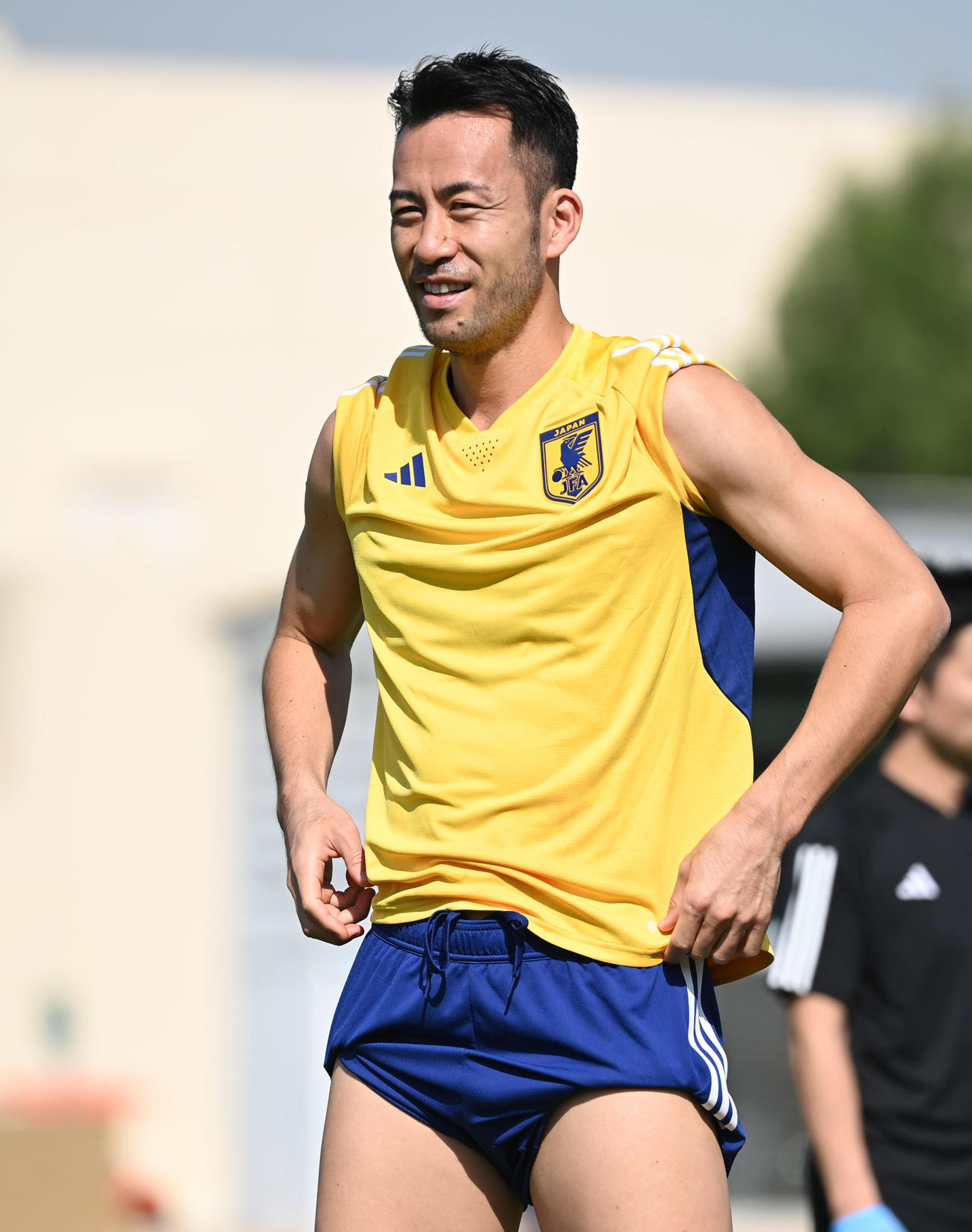 笑顔を見せる吉田（撮影・横山健太）