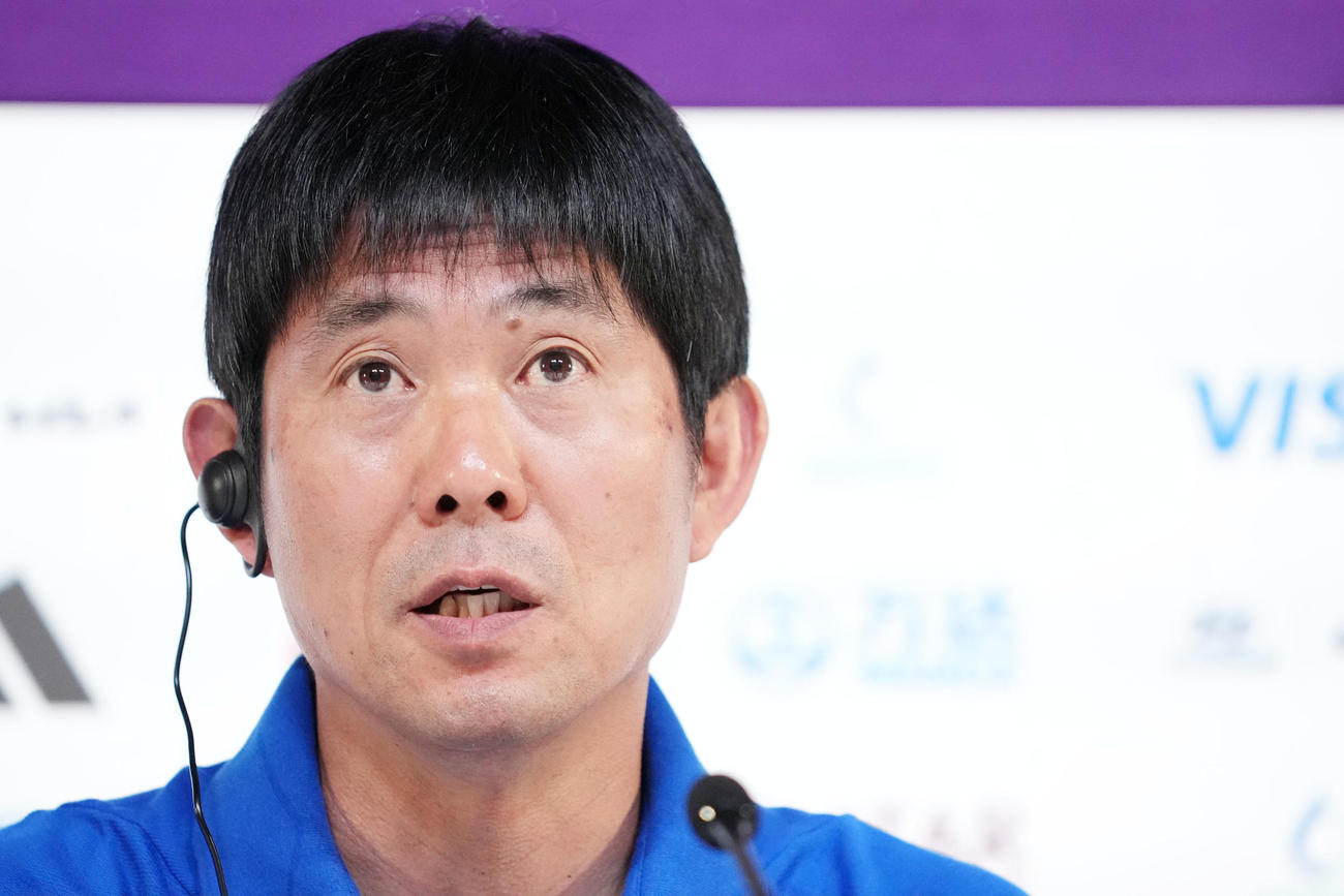 コスタリカ戦への意気込みを語る森保監督（撮影・横山健太）