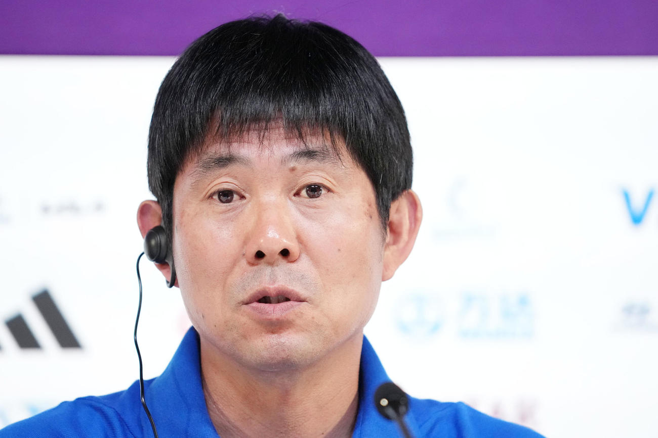 コスタリカ戦への意気込みを語る森保監督（撮影・横山健太）