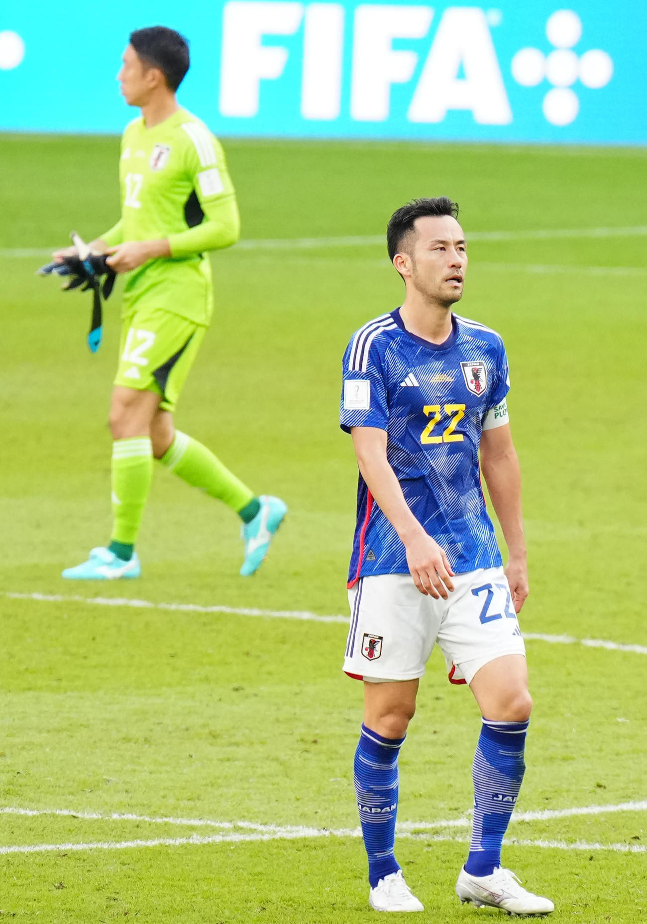 22年11月27日、日本対コスタリカ　試合後、厳しい表情の吉田麻也