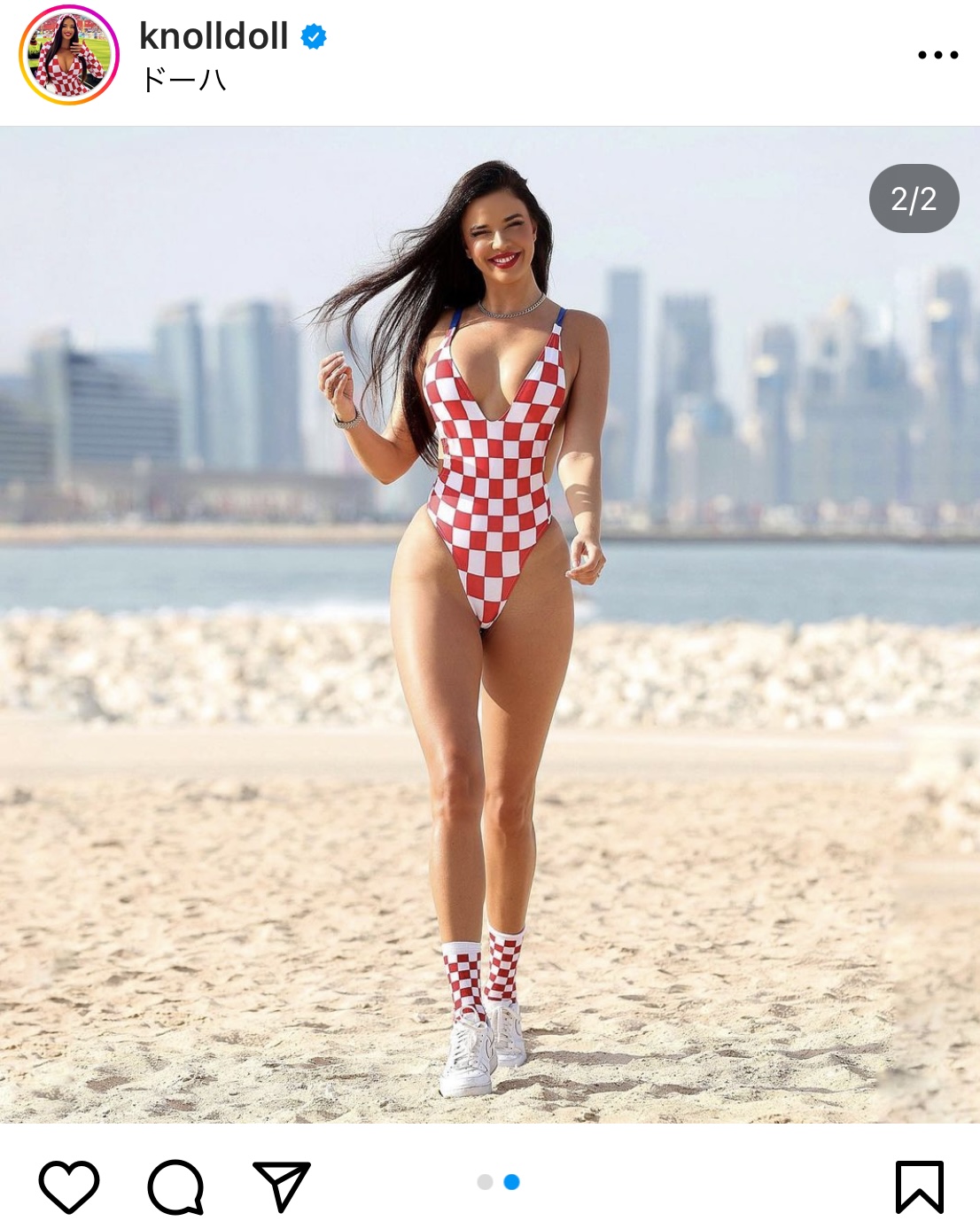 「最もホットなファン」とされているクロアチア代表を応援するモデルのイワナ・ノールさん（インスタグラムより）