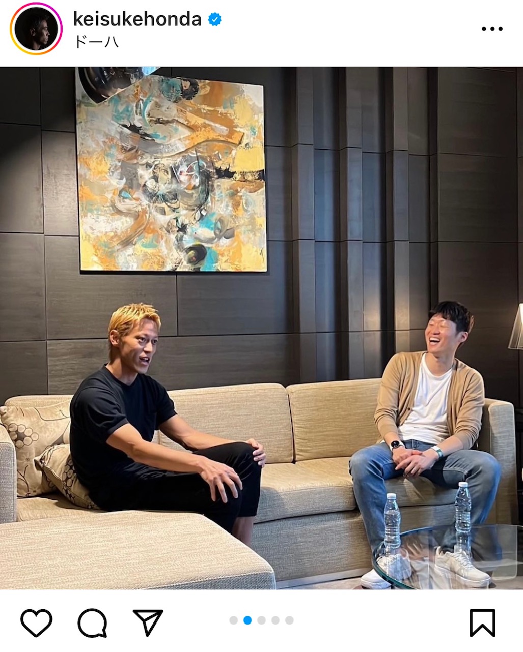 本田圭佑と朴智星さん（インスタグラムより）