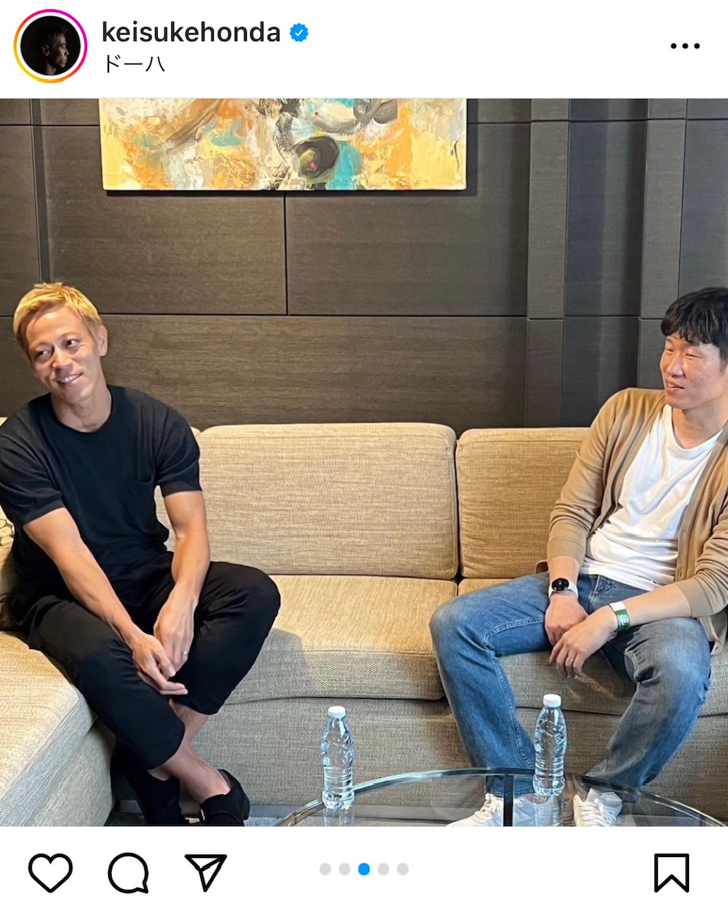 本田圭佑と朴智星さん（インスタグラムより）