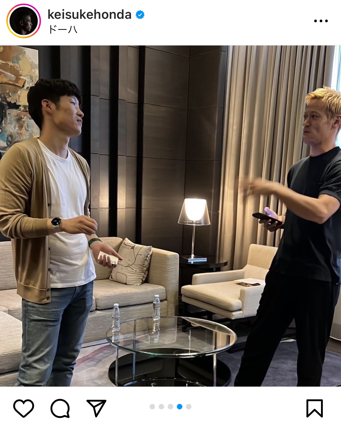 本田圭佑と朴智星さん（インスタグラムより）