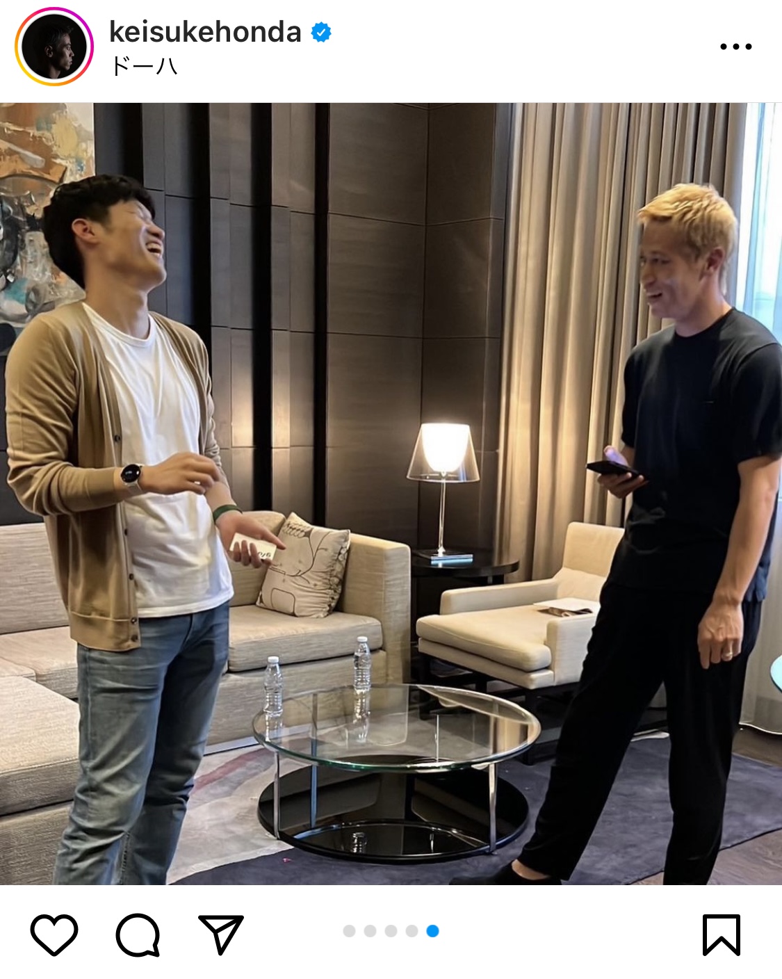 本田圭佑と朴智星さん（インスタグラムより）