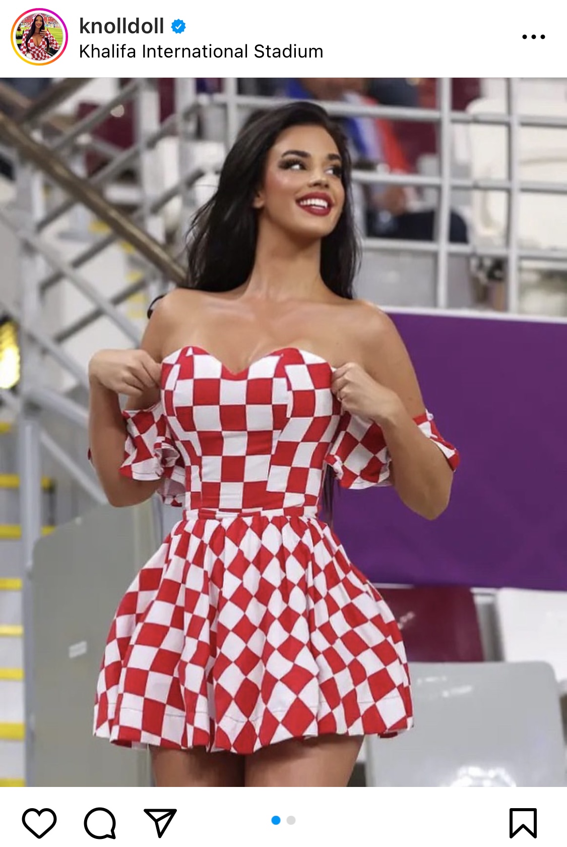 クロアチア代表を応援するモデルのイワナ・ノールさん（インスタグラムより）