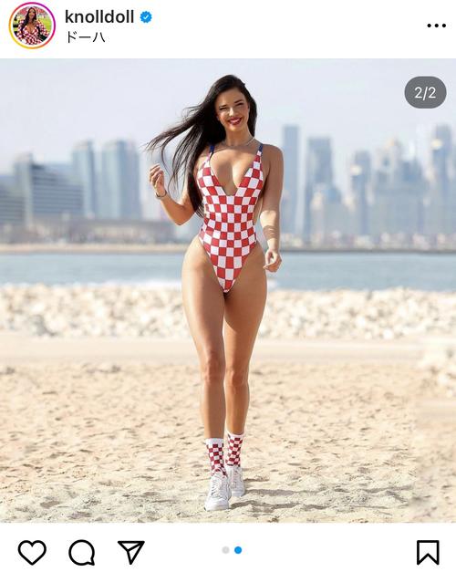 「最もホットなファン」とされているクロアチア代表を応援するモデルのイワナ・ノールさん（インスタグラムより）
