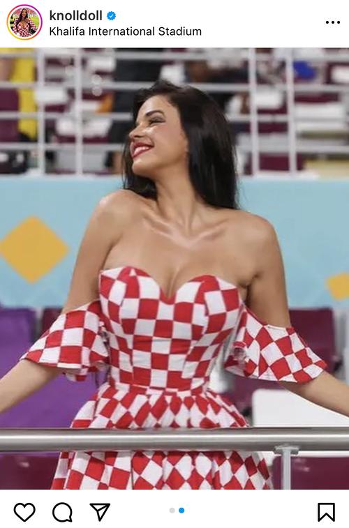 クロアチア代表を応援するモデルのイワナ・ノールさん（インスタグラムより）