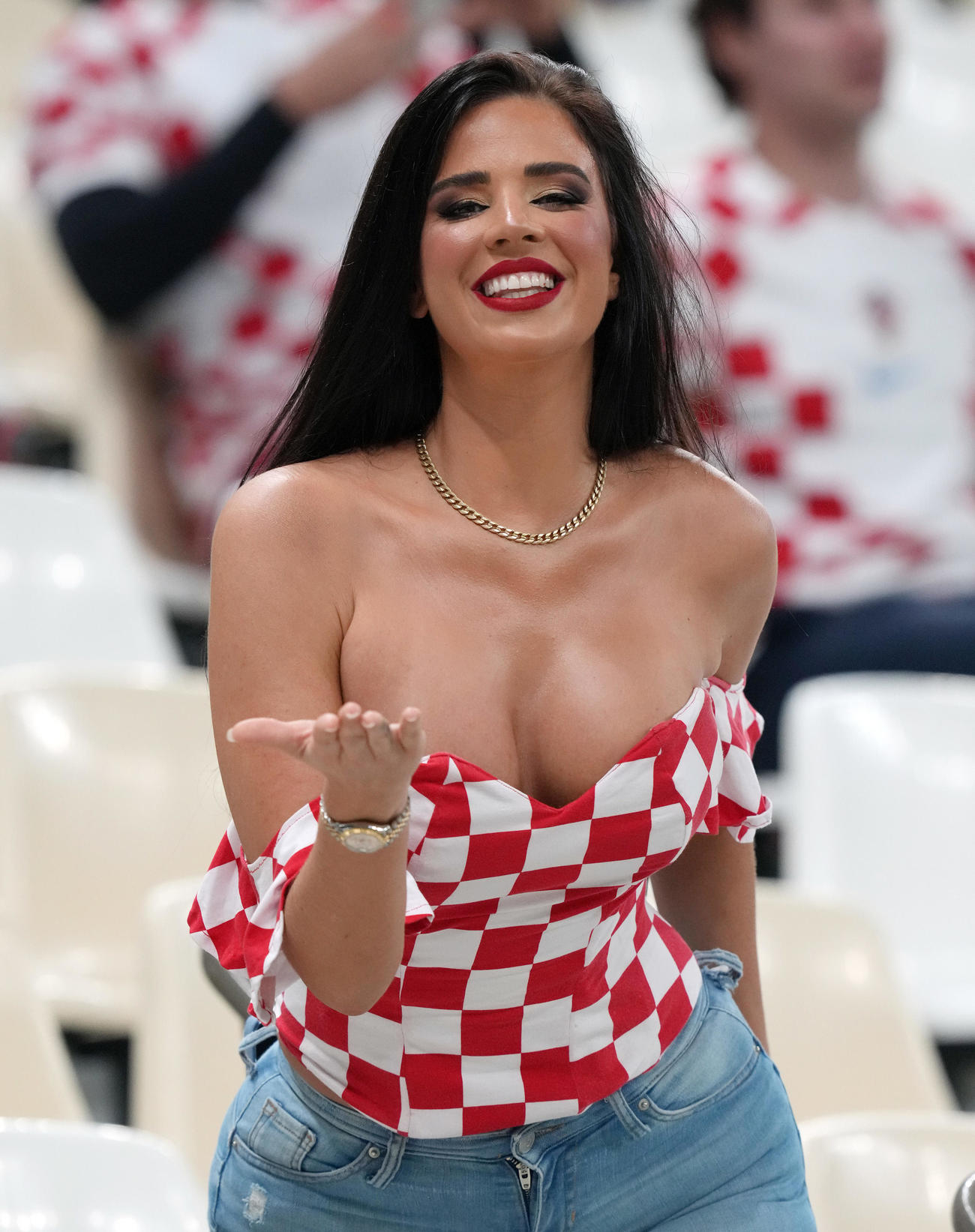 アルゼンチン対クロアチア　アルゼンチン対クロアチア　クロアチア・サポーターのイワナ・ノールさん（撮影・パオロ　ヌッチ）