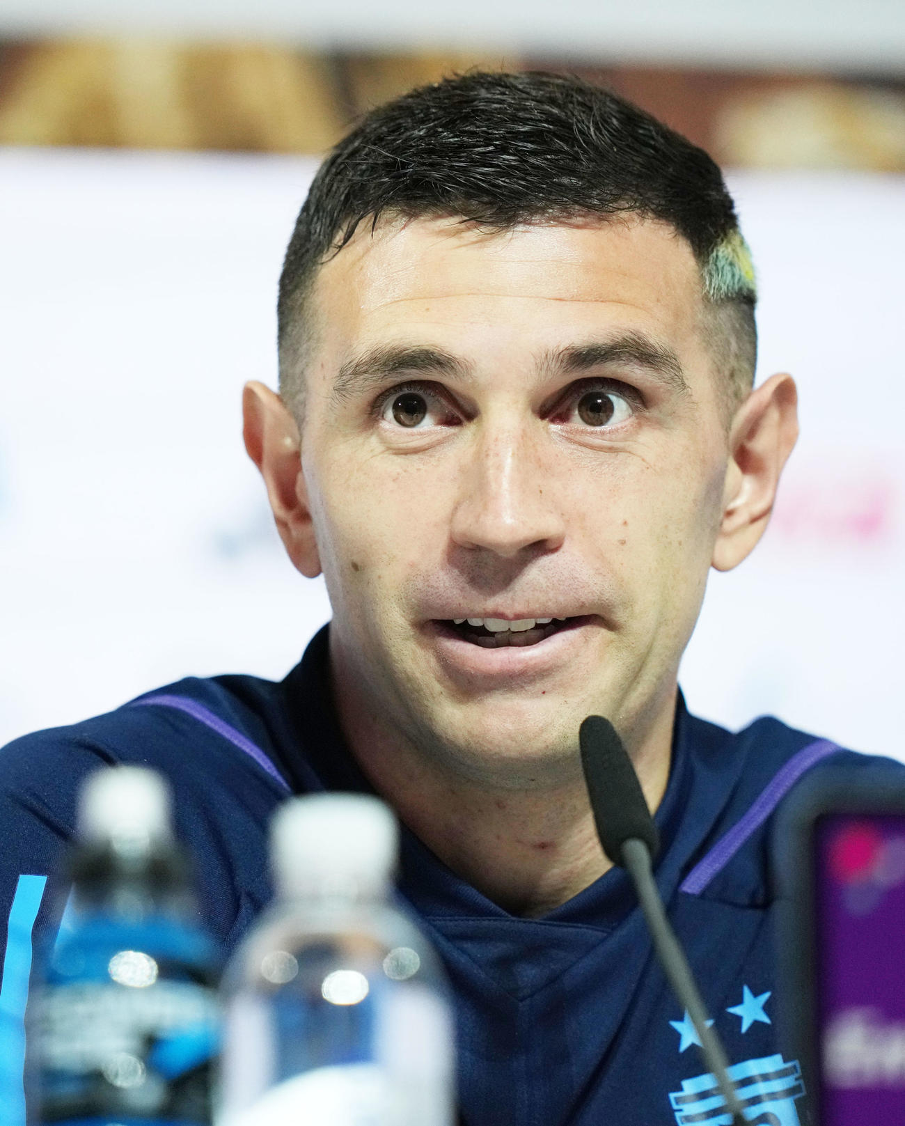 決勝への意気込みを語るアルゼンチンGKのE・マルティネス（撮影・横山健太）