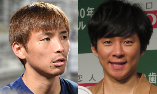 乾貴士(左)とアンジャッシュ渡部建