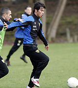 ＶＶＶのチーム練習に合流した本田（撮影：ジョン・デパーテル）